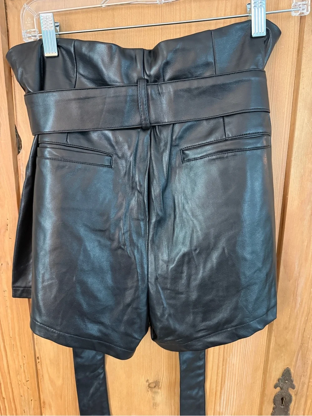 Olivaceous Faux Leather Cinch Waist Shorts